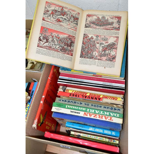 447 - THREE BOXES OF MOSTLY CHILDREN'S BOOKS containing approximately ninety miscellaneous titles in hardb... 