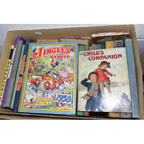 447 - THREE BOXES OF MOSTLY CHILDREN'S BOOKS containing approximately ninety miscellaneous titles in hardb... 