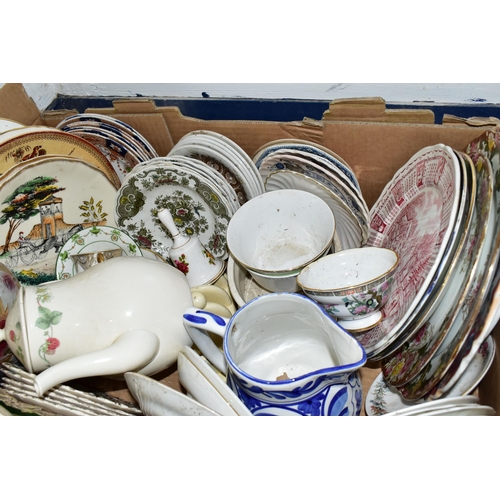 461 - SEVEN BOXES AND LOOSE CERAMICS, ETC, including a quantity of assorted miscellaneous saucers, tea pla... 