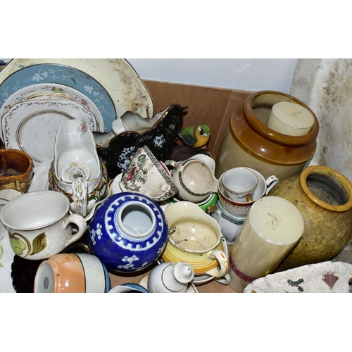 461 - SEVEN BOXES AND LOOSE CERAMICS, ETC, including a quantity of assorted miscellaneous saucers, tea pla... 