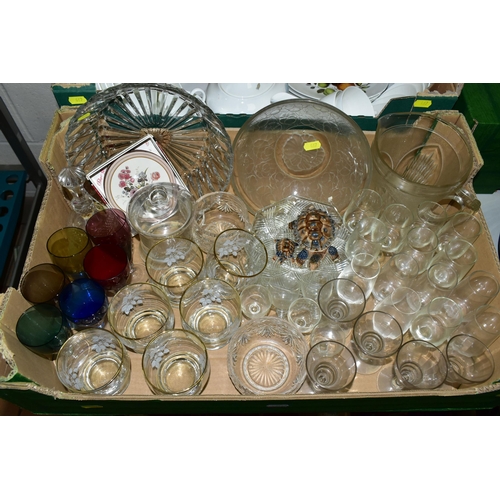 467 - THREE BOXES OF CERAMICS AND GLASSWARES, to include a vintage West German floor vase impressed marks ... 