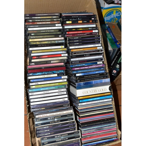 468 - SEVEN BOXES OF VIDOES, DVDS, C.DS AND 33RPM RECORDS, to include approximately fifty assorted videos ... 