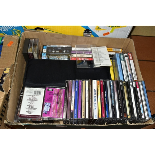 468 - SEVEN BOXES OF VIDOES, DVDS, C.DS AND 33RPM RECORDS, to include approximately fifty assorted videos ... 