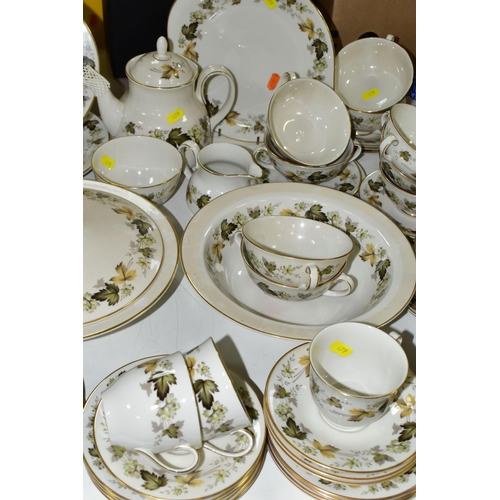 479 - A ROYAL DOULTON 'LARCHMONT' PATTERN DINNER SET, comprising three covered tureens, one serving dish, ... 