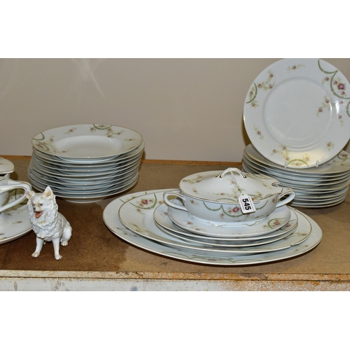 545 - A FIFTY PIECE ROSENTHAL DINNER SERVICE, decorated with garlands of roses, stamped Botticelli to base... 