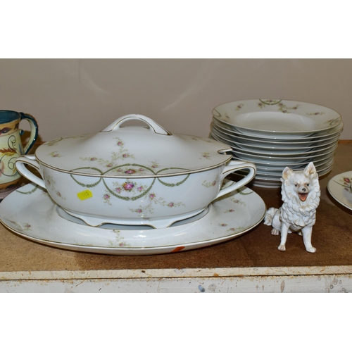 545 - A FIFTY PIECE ROSENTHAL DINNER SERVICE, decorated with garlands of roses, stamped Botticelli to base... 