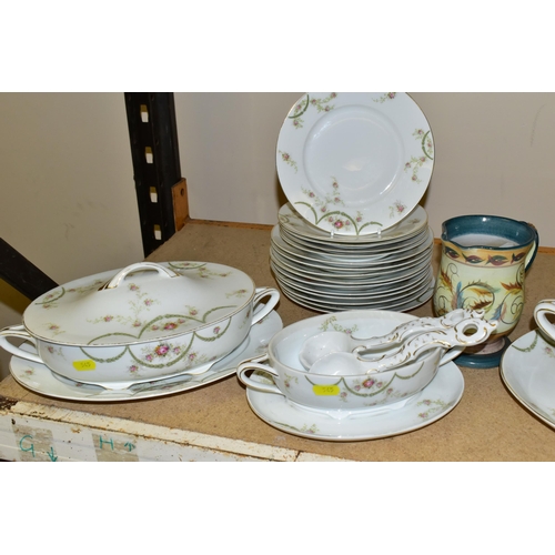 545 - A FIFTY PIECE ROSENTHAL DINNER SERVICE, decorated with garlands of roses, stamped Botticelli to base... 