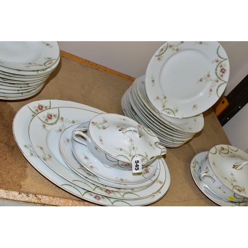545 - A FIFTY PIECE ROSENTHAL DINNER SERVICE, decorated with garlands of roses, stamped Botticelli to base... 
