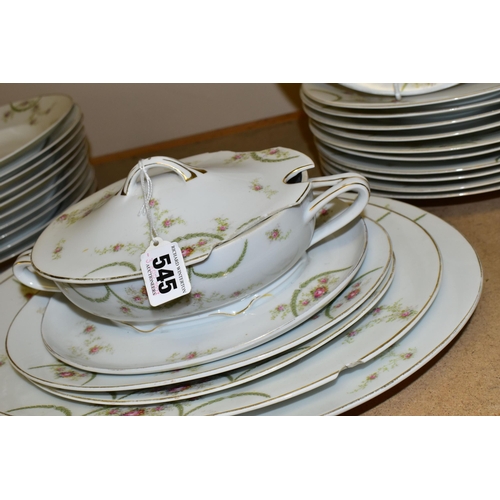 545 - A FIFTY PIECE ROSENTHAL DINNER SERVICE, decorated with garlands of roses, stamped Botticelli to base... 