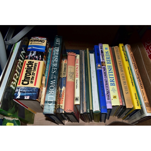 559 - SIX BOXES OF BOOKS & MAGAZINES containing over seventy miscellaneous titles, mostly in hardback form... 