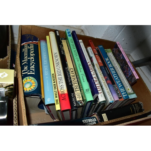 559 - SIX BOXES OF BOOKS & MAGAZINES containing over seventy miscellaneous titles, mostly in hardback form... 