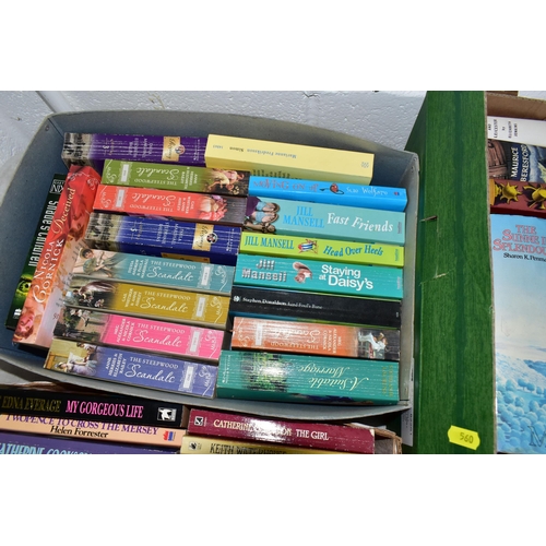 560 - SIX BOXES OF BOOKS containing over 210 miscellaneous titles in hardback and paperback format, subjec... 