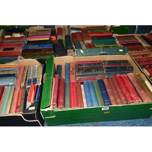568 - SIX BOXES OF BOOKS containing approximately 195 old or antiquarian titles in hardback format, subjec... 