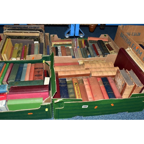 580 - FIVE BOXES OF BOOKS containing approximately 135  older or antiquarian book titles in hardback forma... 