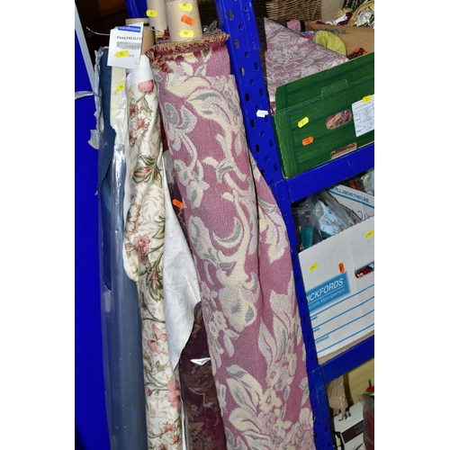 581 - TEN BOXES AND LOOSE ASSORTED FABRIC OFFCUTS AND SEWING MACHINES ETC, the bulk of this lot is compris... 