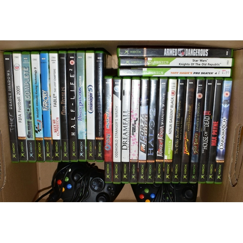 254 - ORIGINAL XBOX CONSOLE AND KEY GAMES, games include (but are not limited to) Ninja Gaiden Black, Star... 