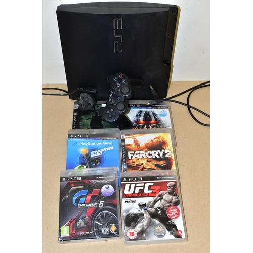 255 - PLAYSTATION 3 CONSOLE AND GAMES, games include Gran Turismo 5, Far Cry 2, Turok, Killzone 3, UFC Und... 