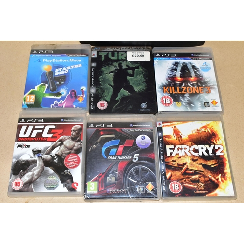 255 - PLAYSTATION 3 CONSOLE AND GAMES, games include Gran Turismo 5, Far Cry 2, Turok, Killzone 3, UFC Und... 