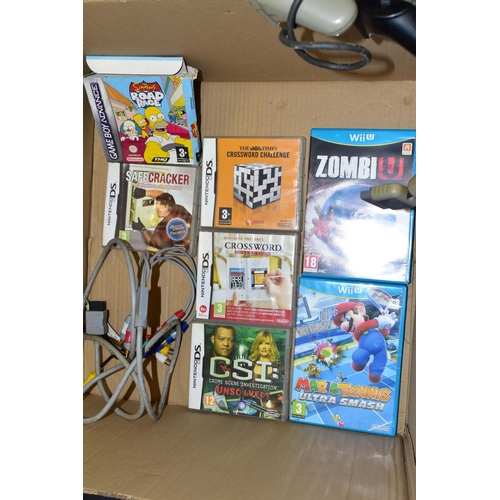 256 - QUANTITY OF GAMES CONSOLES, including two Playstations, a Playstation 2 Slim, Xbox 360, Sega Mega Dr... 