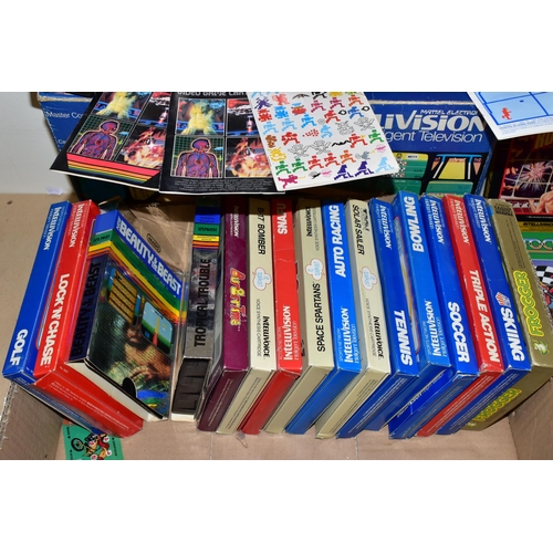 264 - MATEL INTELLIVISION BOXED WITH QUANTITY OF GAMES AND INTELLIVOICE VOICE SYNTHESIS MODULE, games incl... 