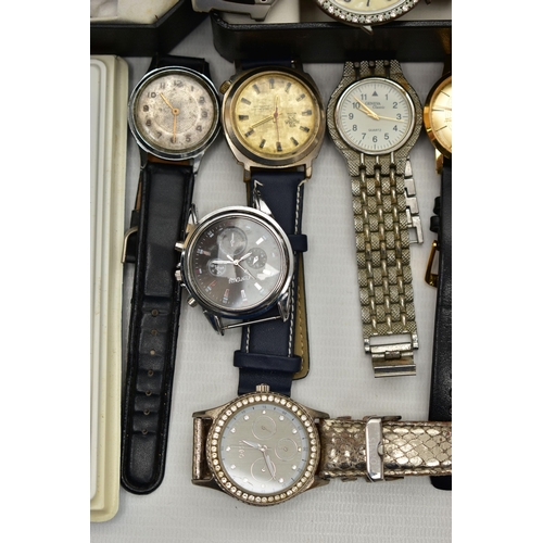 93 - A BOX OF ASSORTED WATCHES, to include twelve wrist watches, names to include 'Zurich, Timex, Sona, O... 