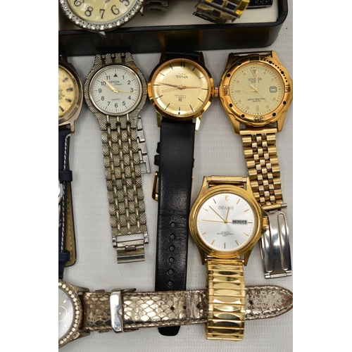 93 - A BOX OF ASSORTED WATCHES, to include twelve wrist watches, names to include 'Zurich, Timex, Sona, O... 