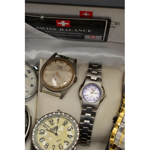 93 - A BOX OF ASSORTED WATCHES, to include twelve wrist watches, names to include 'Zurich, Timex, Sona, O... 