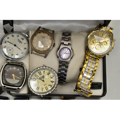 93 - A BOX OF ASSORTED WATCHES, to include twelve wrist watches, names to include 'Zurich, Timex, Sona, O... 