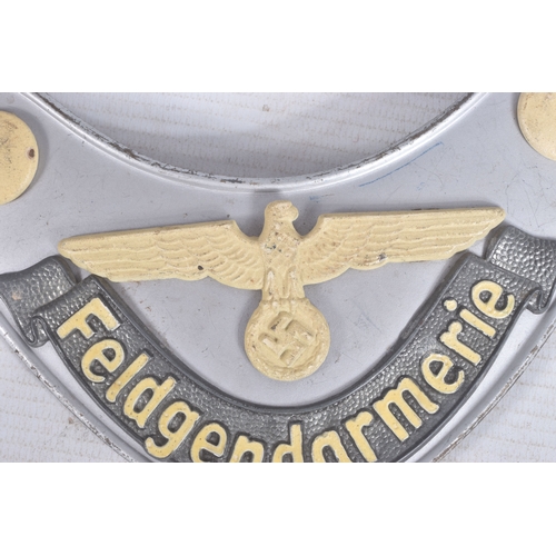 270 - A WWII STYLE GERMAN FELDGENDARMERIE (MILITARY POLICE) GORGET, this one appears to have no makers mar... 