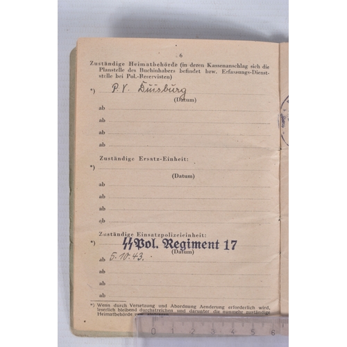 310 - WWII SOLDBUCH FOR A MEMBER OF SS POLIZEI REGIMENT 17 ,JOHANN FRA, DOB 15/12/1915,  place Riedling No... 