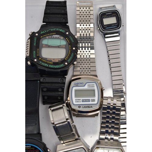 103 - SIX GENTS DIGITAL WRISTWATCHES, to include three Casio watches one fitted with a rubber strap, one w... 