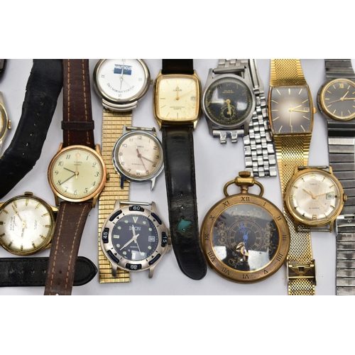 104 - A SMALL PLASTIC BOX OF ASSORTED GENTS WRISTWATCHES, to include a gold plated 'Montine' fitted with a... 