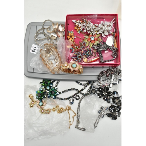 115 - A LARGE ASSORTMENT OF 'BUTLER & WILSON' JEWELLERY, to include a crystal crocodile necklace, two larg... 