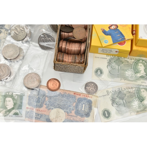 159 - TWO PLASTIC TRAYS OF MIXED COINAGE AND BANKNOTES, to include an 1892 USA Barber Half Dollar coin, tw... 