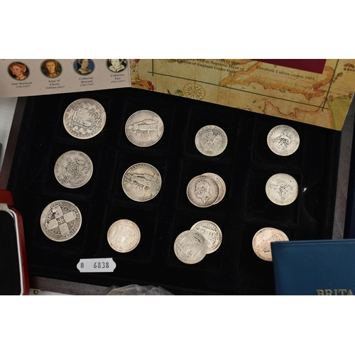 160 - A LARGE BOX OF MIXED COINS AND COMMEMORATIVES, to include Pobjoy Mint a Churchill Centenery 1974 ste... 