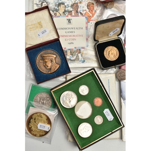 160 - A LARGE BOX OF MIXED COINS AND COMMEMORATIVES, to include Pobjoy Mint a Churchill Centenery 1974 ste... 