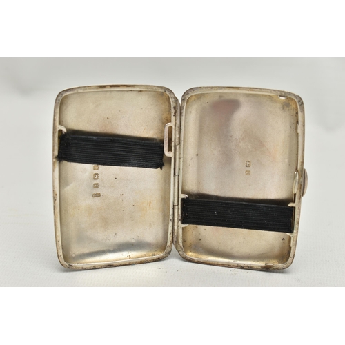 212 - AN EDWARDIAN SILVER CIGARETTE CASE, rounded rectangular form with engraved foliate decoration and mo... 