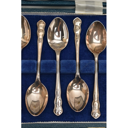 227 - A CASED SET OF SIX ELIZABETH II SILVER TEASPOONS, makers J B Chatterley & Sons Ltd, Birmingham 1972,... 