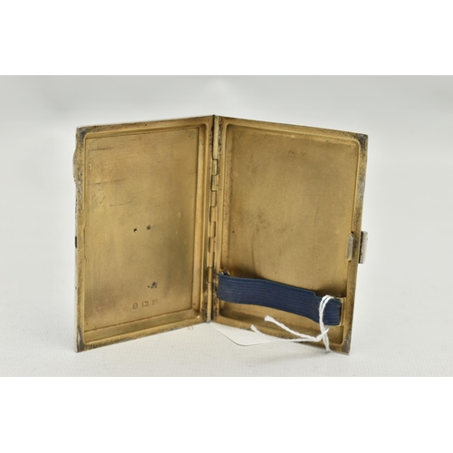 240 - A GEORGE V SILVER AND ENAMELLED CIGARETTE CASE WITH MOUNTED NAVAL CROWN, the engine turned case with... 