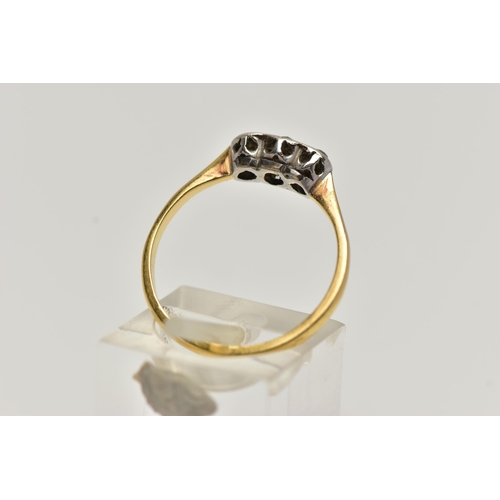 68 - A THREE STONE DIAMOND RING, three old cut diamonds, approximate total diamond weight 0.30ct, set in ... 