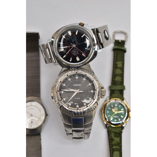 90 - SEVEN WRISTWATCHES, to include a gents 'Gisa', a gents 'Ben Sherman', gents 'Adidas', a ladys 'River... 