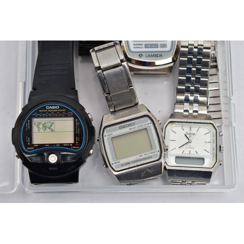 103 - SIX GENTS DIGITAL WRISTWATCHES, to include three Casio watches one fitted with a rubber strap, one w... 