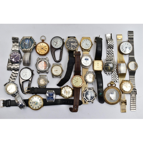 104 - A SMALL PLASTIC BOX OF ASSORTED GENTS WRISTWATCHES, to include a gold plated 'Montine' fitted with a... 