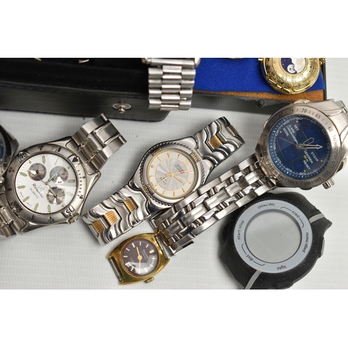 120 - A BOX OF ASSORTED WRISTWATCHES, ladys and gents watches to include a boxed ladys 'Accurist' watch, o... 