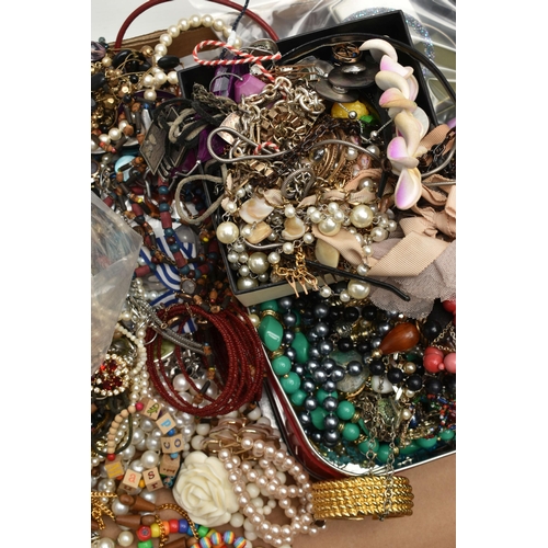 133 - A LARGE ASSORTMENT OF COSTUME JEWELLERY, to include two brooches signed 'Sarah Cov', a pair of fresh... 