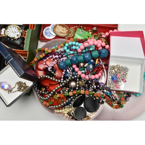 135 - A LARGE ASSORTMENT OF COSTUME JEWELLERY, to include a selection of beaded necklaces, cufflinks, jewe... 