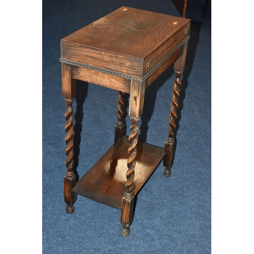 161 - A FREE STANDING CANTEEN, raised on four twisted legs, with shelf at the bottom, to include assorted ... 