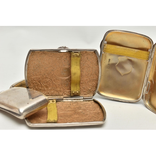 216 - A  GEORGE V SILVER CIGARETTE CASE AND AN EDWARDIAN SILVER VESTA, BOTH BY HENRY MATTHEWS AND A SILVER... 