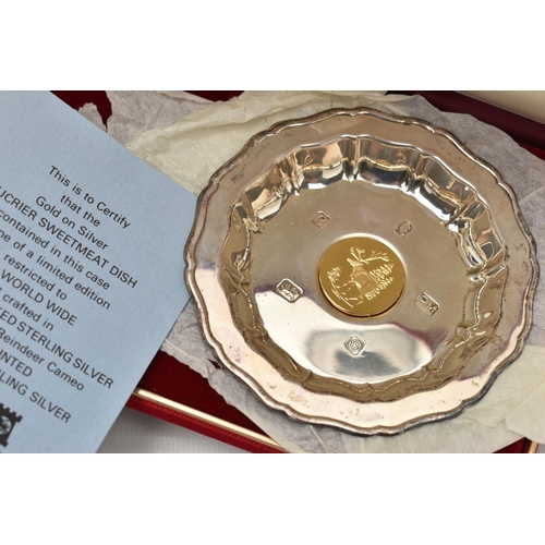 226 - TWO ELIZABETH II POBJOY MINT CASED SILVER LIMITED EDITION DISHES, comprising a silver gilt 'Sucrier ... 