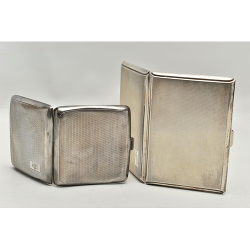 233 - TWO SILVER CIGARETTE CASES, comprising a rectangular engine turned case with initials engraved to th... 